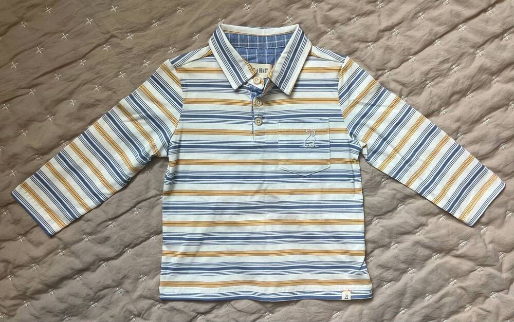 NEW ME & HENRY boy's stripe polo in blue multi